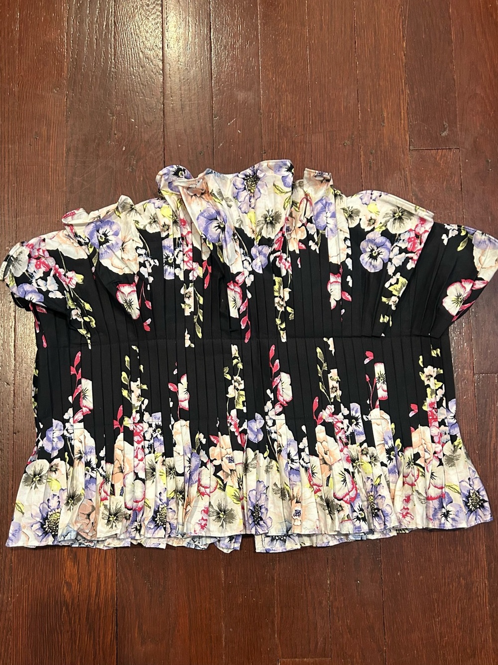 White House Black Market Black Floral Strapless Crop Top